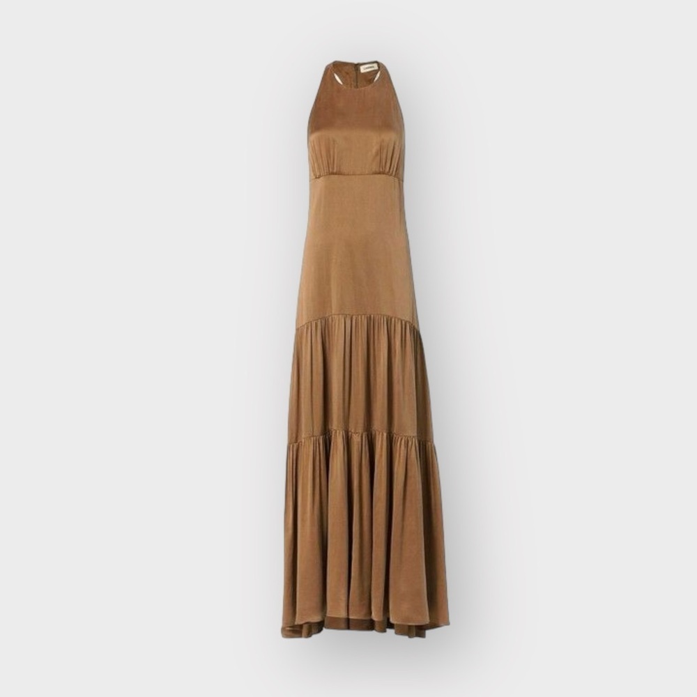 L’AGENCE Brown Talia Tiered Maxi Dress (Sz 4) - Picture 3 of 8